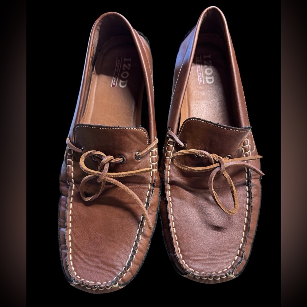 Izod Men's Burton Classic Mocs Tan Boat Shoes w/ Memory Foam insoles Sz 13